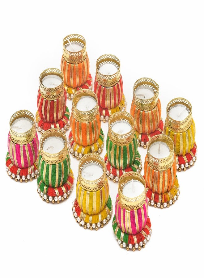 Sanvatsar Designer Damru Tealight Diwali Diya for Home Decoration (Set of 12) - Image 4